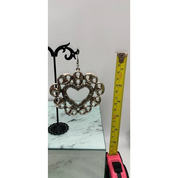 Silver Tone Large Lightweight Statement Earrings - Picture 3 of 4